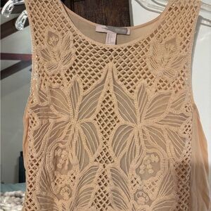 Forever 21 Cream Sleeveless Lace Crop Top S